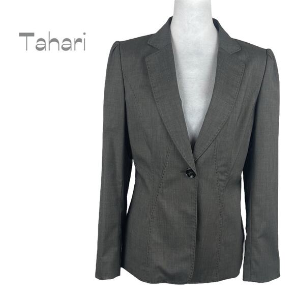 Tahari Fitted Brown Fitted Academia Office Jacket Blazer NWOT Size 8 - Picture 1 of 12